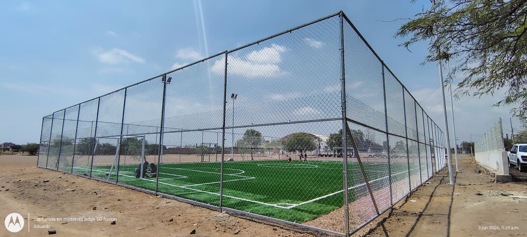 CONSTRUCCIÓN DE CANCHA FÚTBOL 5 EN UNIDAD DEPORTIVA PABELLÓN DE HIDALGO EN RINCÓN DE ROMOS