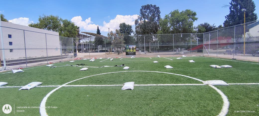 CONSTRUCCIÓN DE CANCHA FÚTBOL 5 EN UNIDAD DEPORTIVA MIGUEL HIDALGO 2 EN RINCÓN DE ROMOS