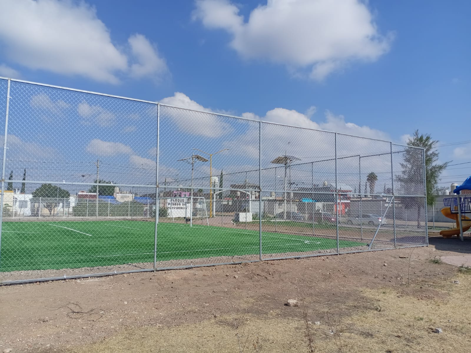 CONSTRUCCIÓN DE CANCHA FÚTBOL 7 EN UNIDAD DEPORTIVA PASEOS DE PROVIDENCIA EN SAN FRANCISCO DE LOS ROMO