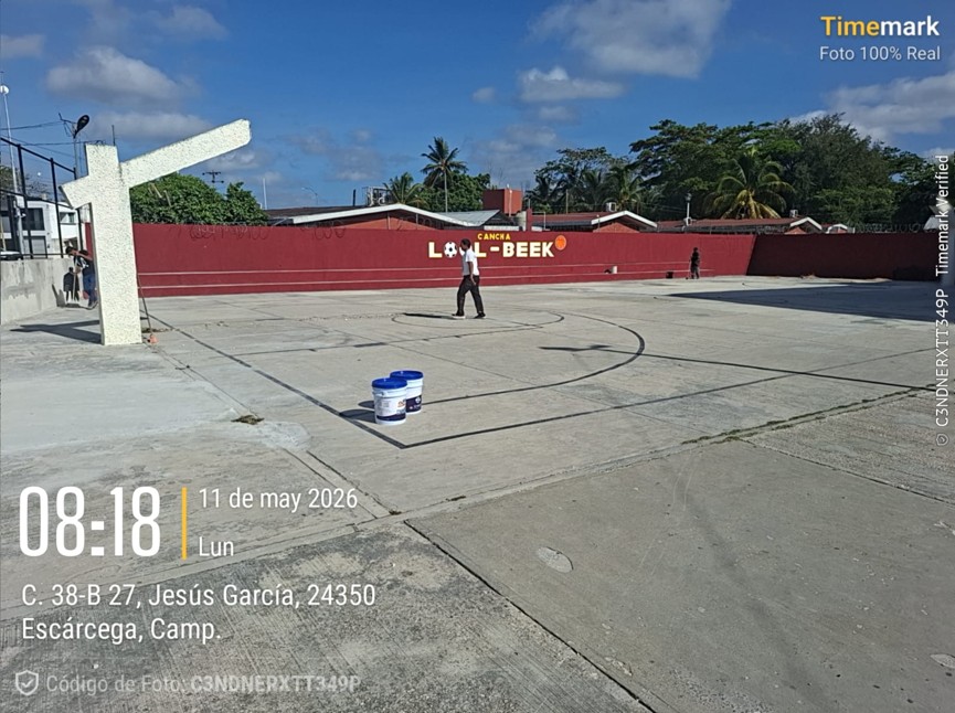 REHABILITACIÓN DE MULTICANCHA EN EL CENTRO DEPORTIVO LOOL BEEK EN ESCÁRCEGA