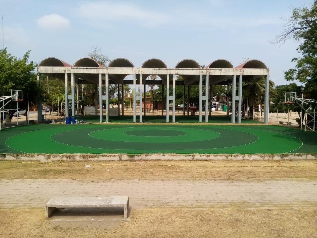 REHABILITACIÓN DE MULTICANCHA SIN TECHAR EN PARQUE PAKAL NA EN PALENQUE