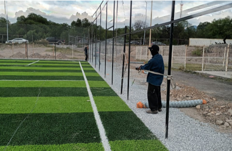CONSTRUCCIÓN DE CANCHA FÚTBOL 5 EN UNIDAD DEPORTIVA OSCAR FLORES TAPIA LA MAQUINITA EN SALTILLO 2