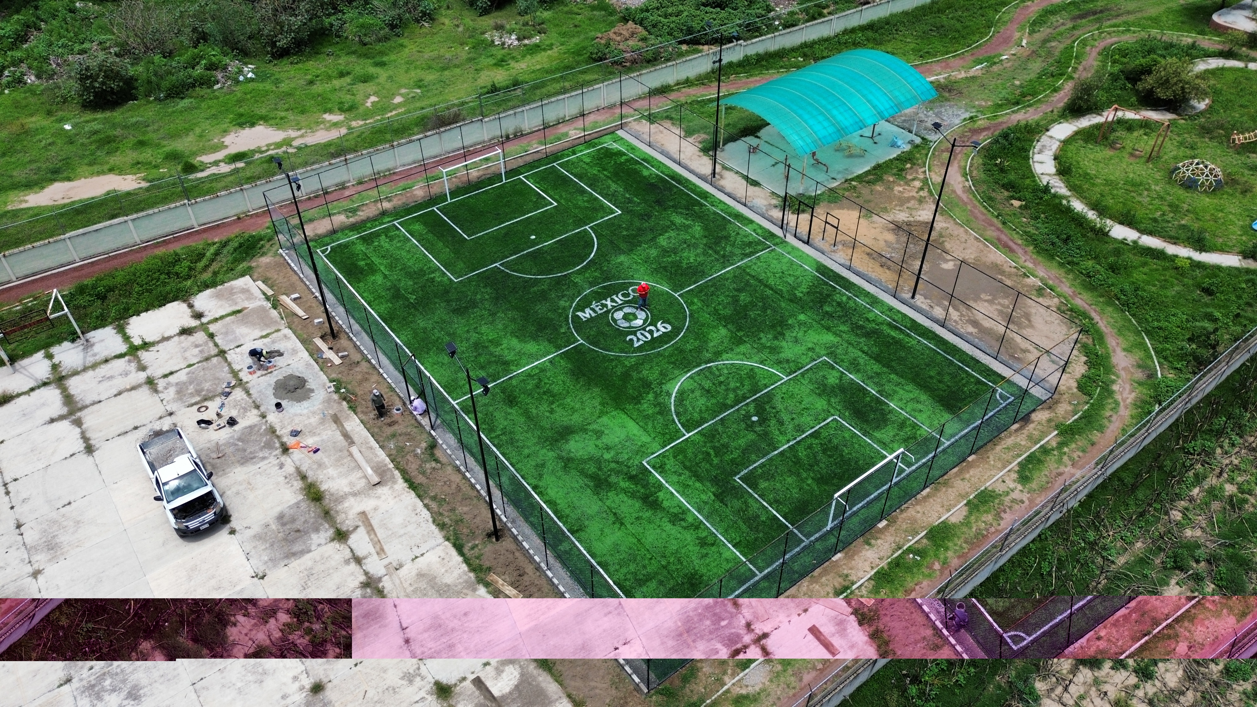 CONSTRUCCIÓN DE CANCHA FÚTBOL 5 EN DEPORTIVO SANTA ISABEL IXTAPAN EN ATENCO