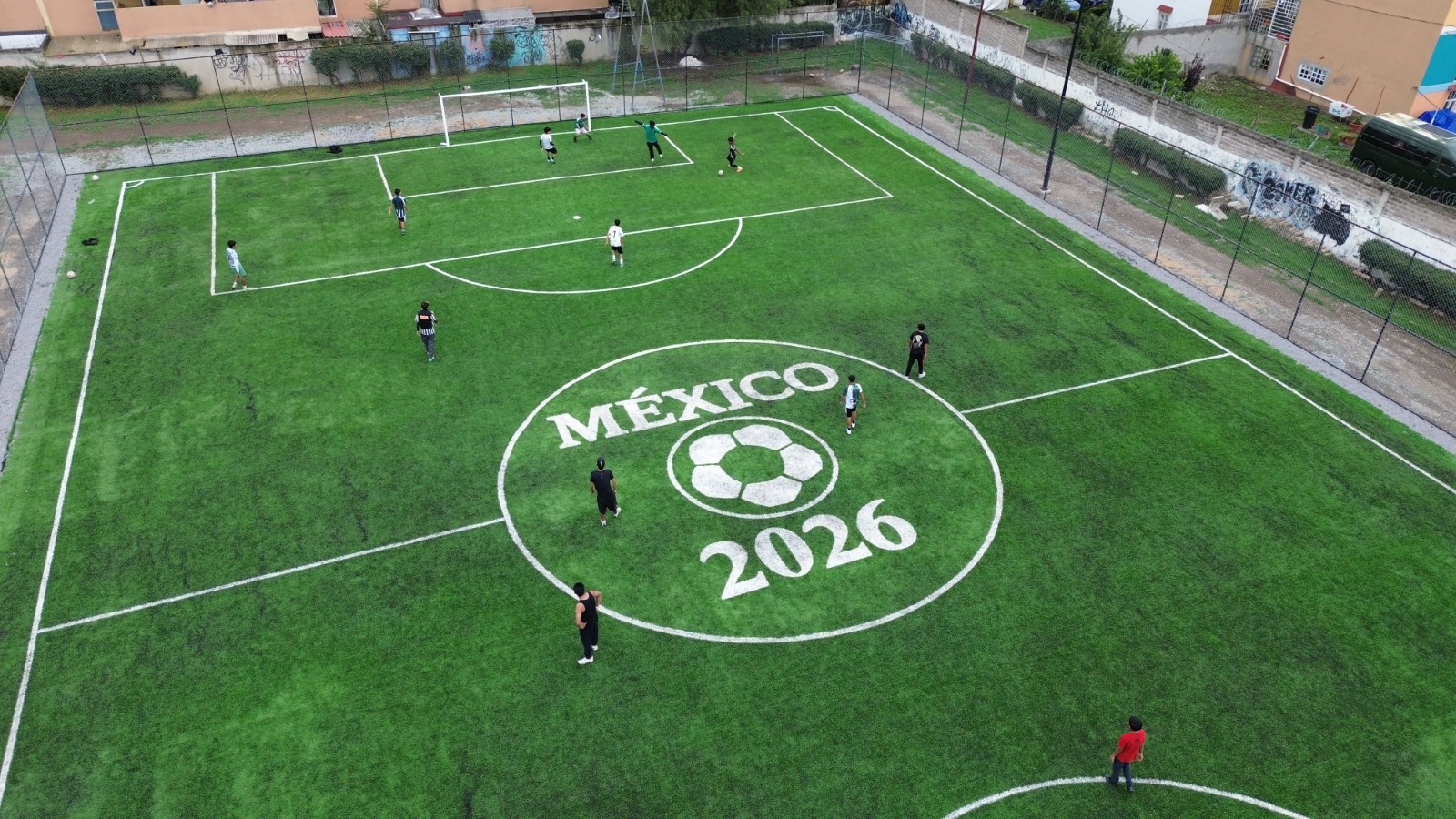 CONSTRUCCIÓN DE CANCHA FÚTBOL 7 EN JARDÍN DEL ARTE EN IXTAPALUCA