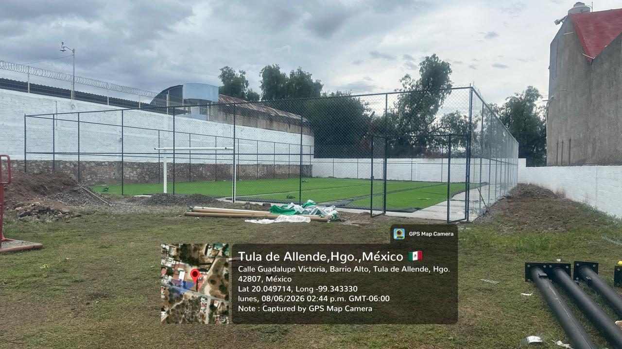 CONSTRUCCIÓN DE CANCHA FÚTBOL 5 EN BARRIO ALTO EN TULA DE ALLENDE