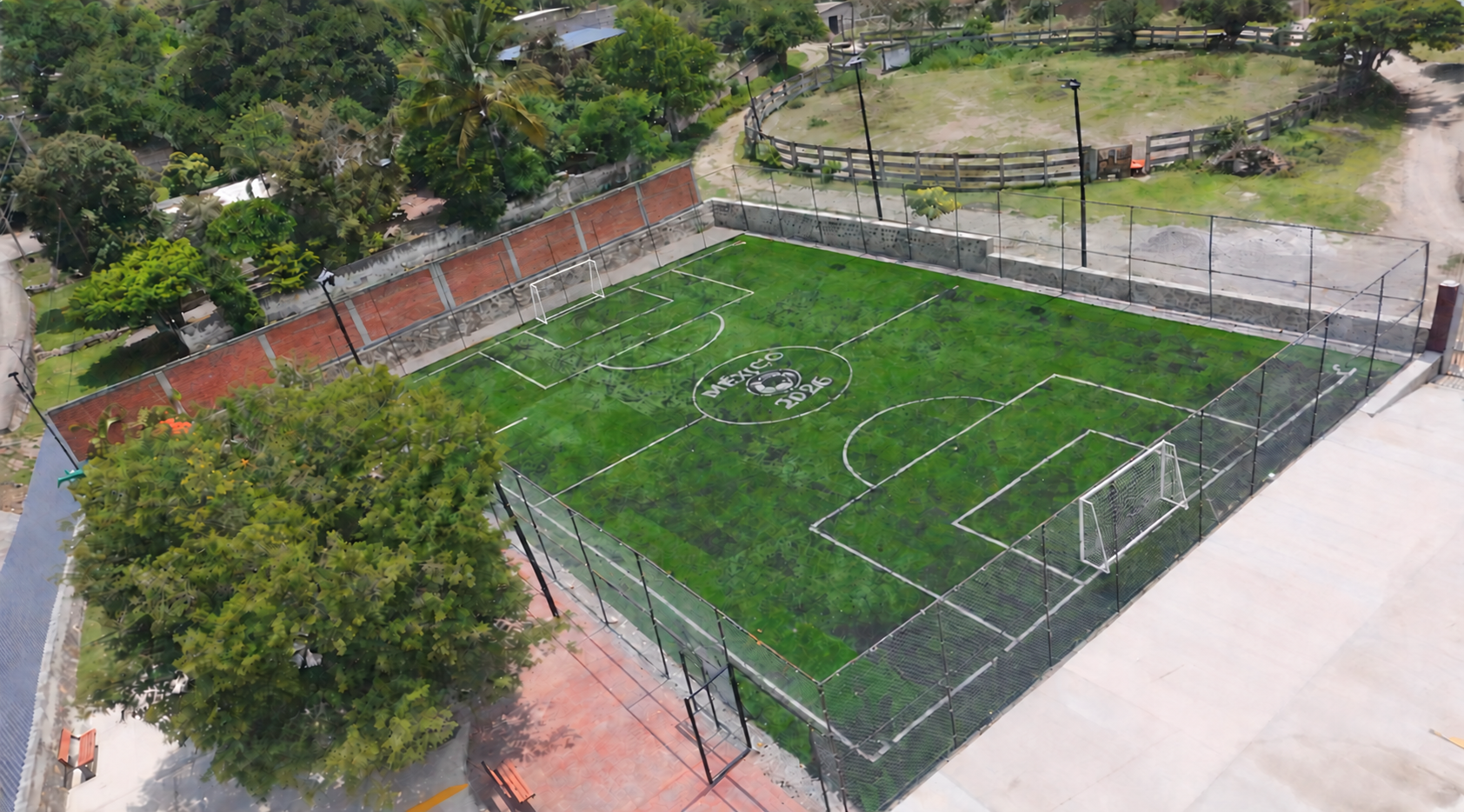 CONSTRUCCIÓN DE CANCHA FÚTBOL 5 EN CAMPO CHAVARRIA EN COATLÁN DEL RÍO