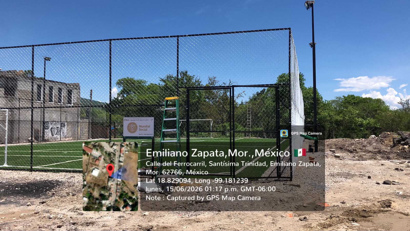 CONSTRUCCIÓN DE CANCHA FÚTBOL 5 EN PARQUE RECREATIVO Y DEPORTIVO MODESTO RANGEL EN EMILIANO ZAPATA