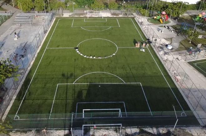 CONSTRUCCIÓN DE CANCHA DE FÚTBOL 7 EN LA CANCHA DE FÚTBOL NÚMERO  2 UNIDAD DEPORTIVA TULUM