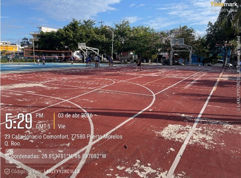 REHABILITACIÓN DE MULTICANCHA EN LA UNIDAD DEPORTIVA PESCADORES PUERTO MORELOS 2
