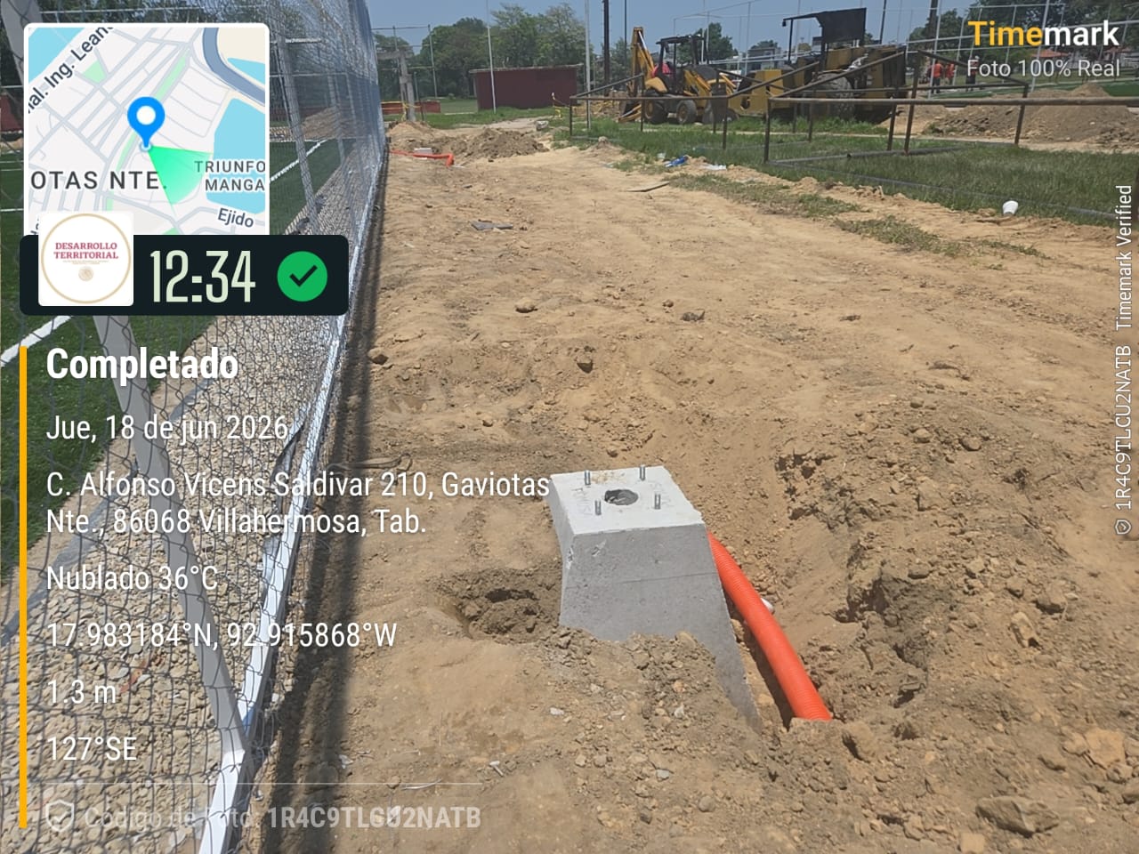 CONSTRUCCIÓN DE CANCHA DE FÚTBOL 5 EN LA UNIDAD DEPORTIVA JOSÉ CHAMACO LEYVA DE LA FUENTE EN CENTRO