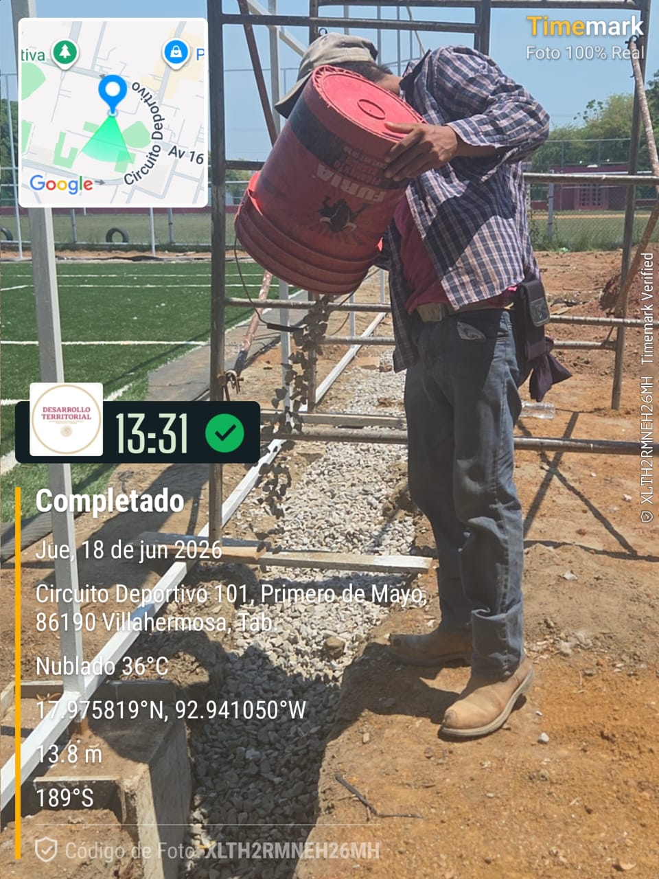 CONSTRUCCIÓN DE CANCHA DE FÚTBOL 5 EN CIUDAD DEPORTIVA DE VILLAHERMOSA EN CENTRO