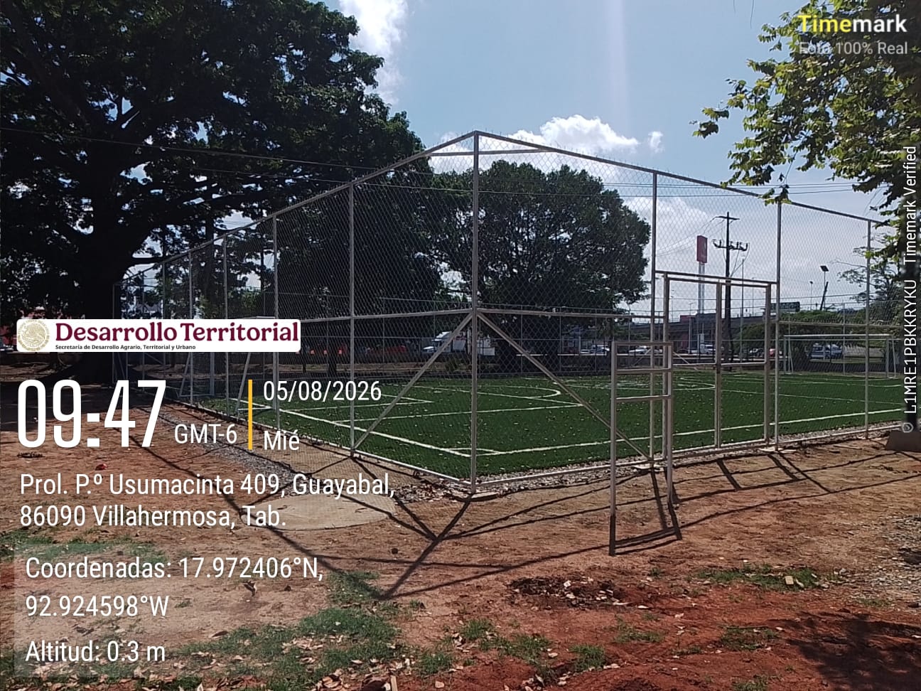 CONSTRUCCIÓN DE CANCHA DE FÚTBOL 5 EN LA UNIDAD DEPORTIVA PRIMERO DE MAYO EN CENTRO