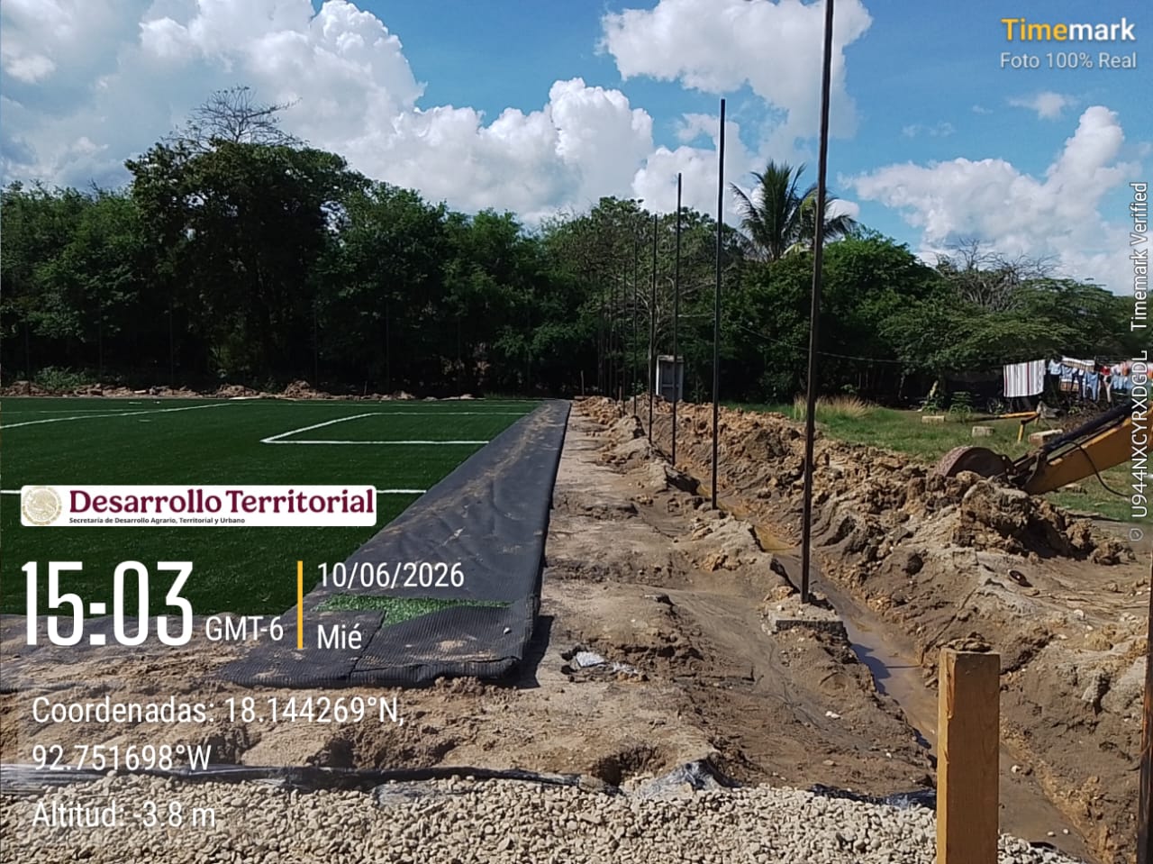 CONSTRUCCIÓN DE CANCHA DE FÚTBOL 7 EN BUENA VISTA 1RA SECCIÓN EN CENTRO