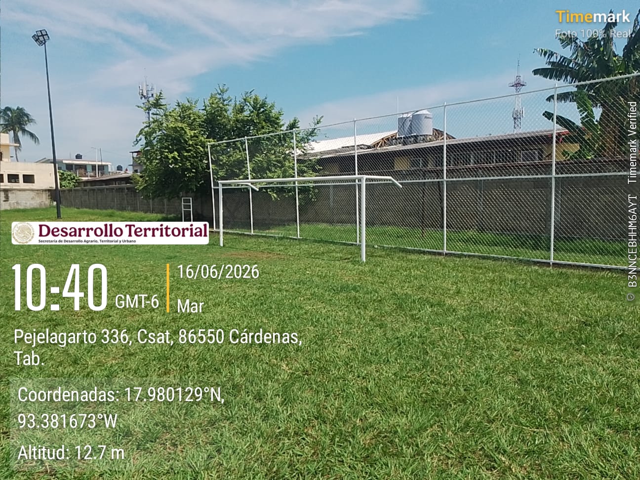 REHABILITACIÓN DE CANCHA DE FÚTBOL 7 EN LA UNIDAD DEPORTIVA DOMINGO COLÍN EN CÁRDENAS