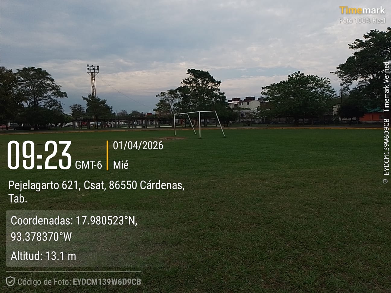 REHABILITACIÓN DE CANCHA DE FÚTBOL 11 EN LA UNIDAD DEPORTIVA DOMINGO COLÍN EN CÁRDENAS