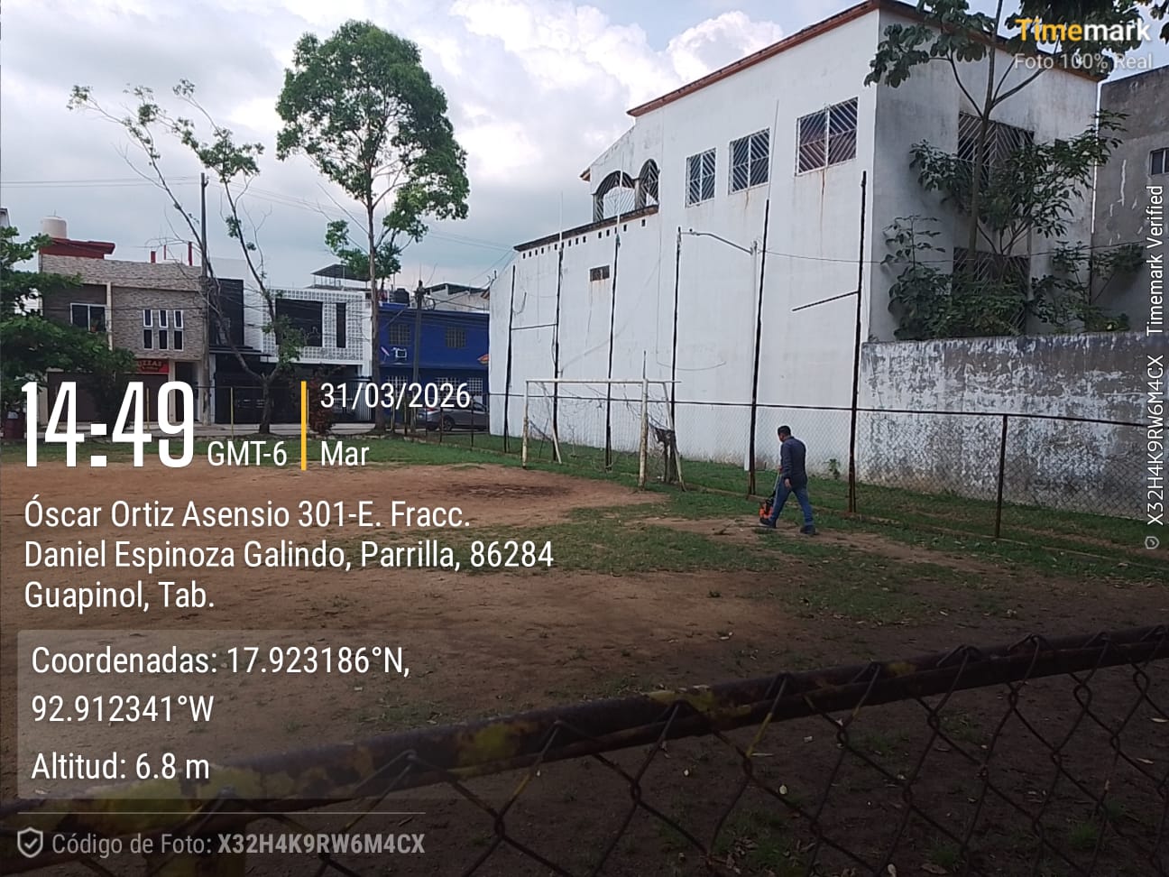 REHABILITACIÓN DE CANCHA DE FÚTBOL 7 EN EL FRACC DANIEL ESPINOSA GALINDO HUAPINOL EN CENTRO
