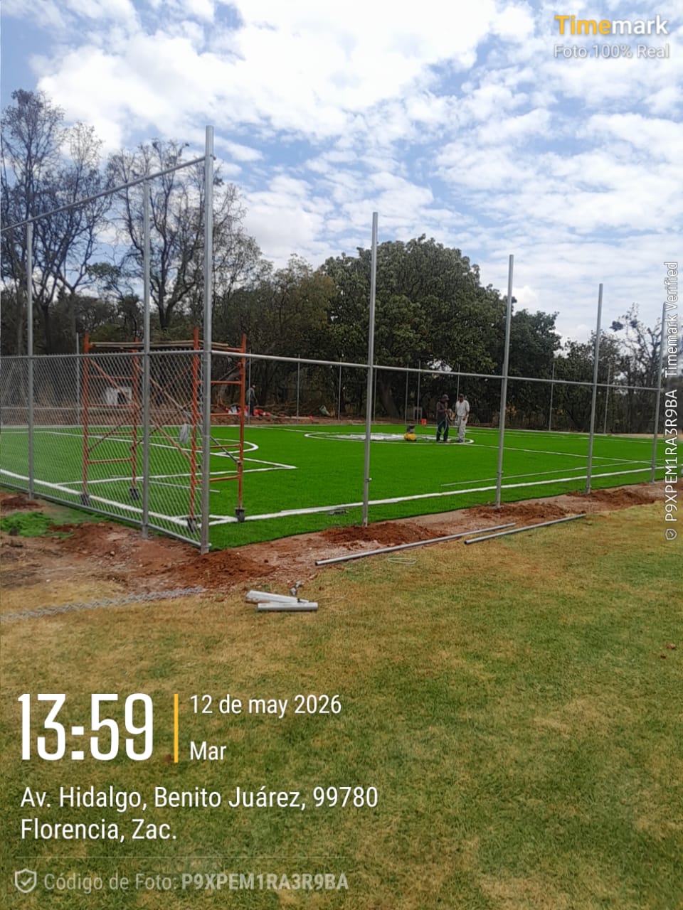 CONSTRUCCIÓN DE CANCHA FÚTBOL 5 EN CAMPO LA AVIACIÓN EN BENITO JUÁREZ