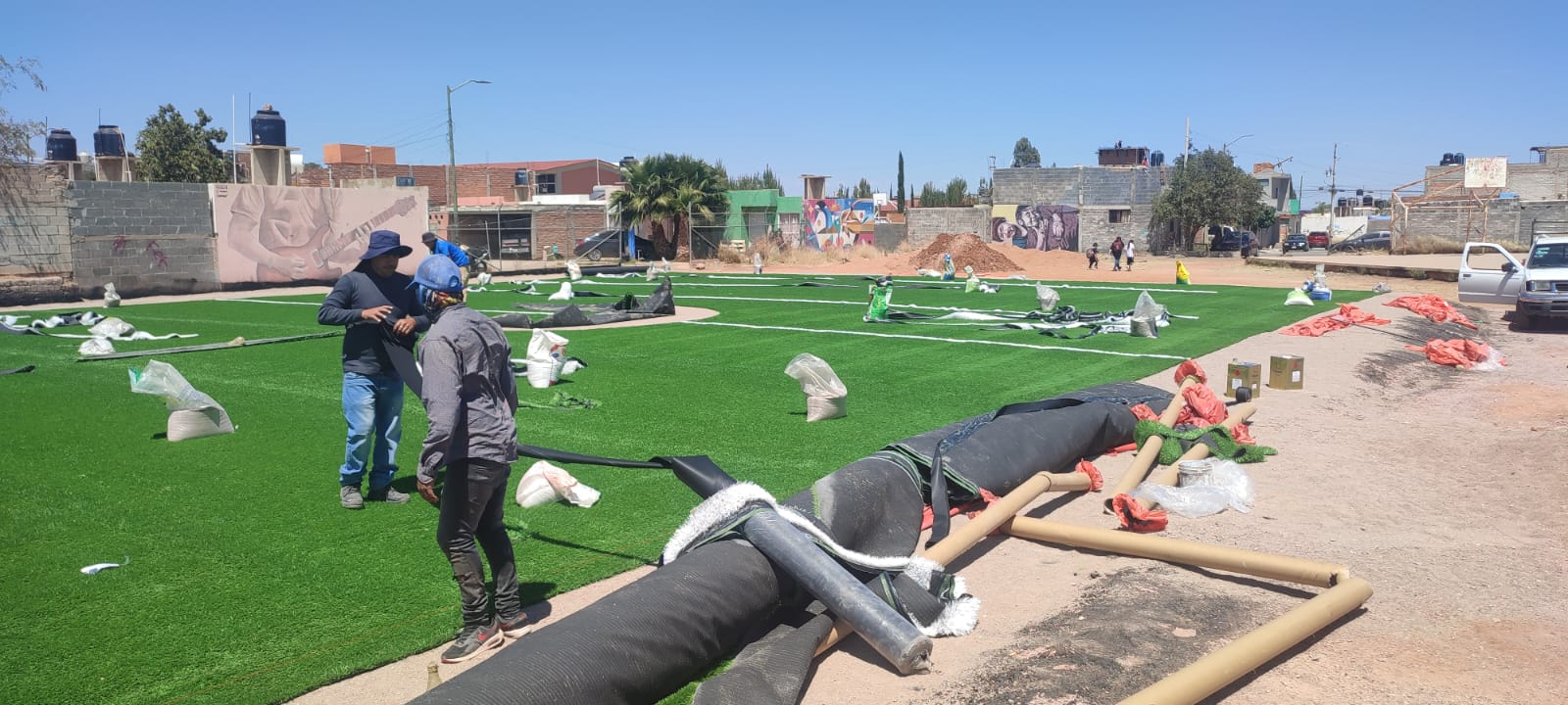 CONSTRUCCIÓN DE CANCHA FÚTBOL 5 EN ABEL DÁVILA GARCÍA EN FRESNILLO