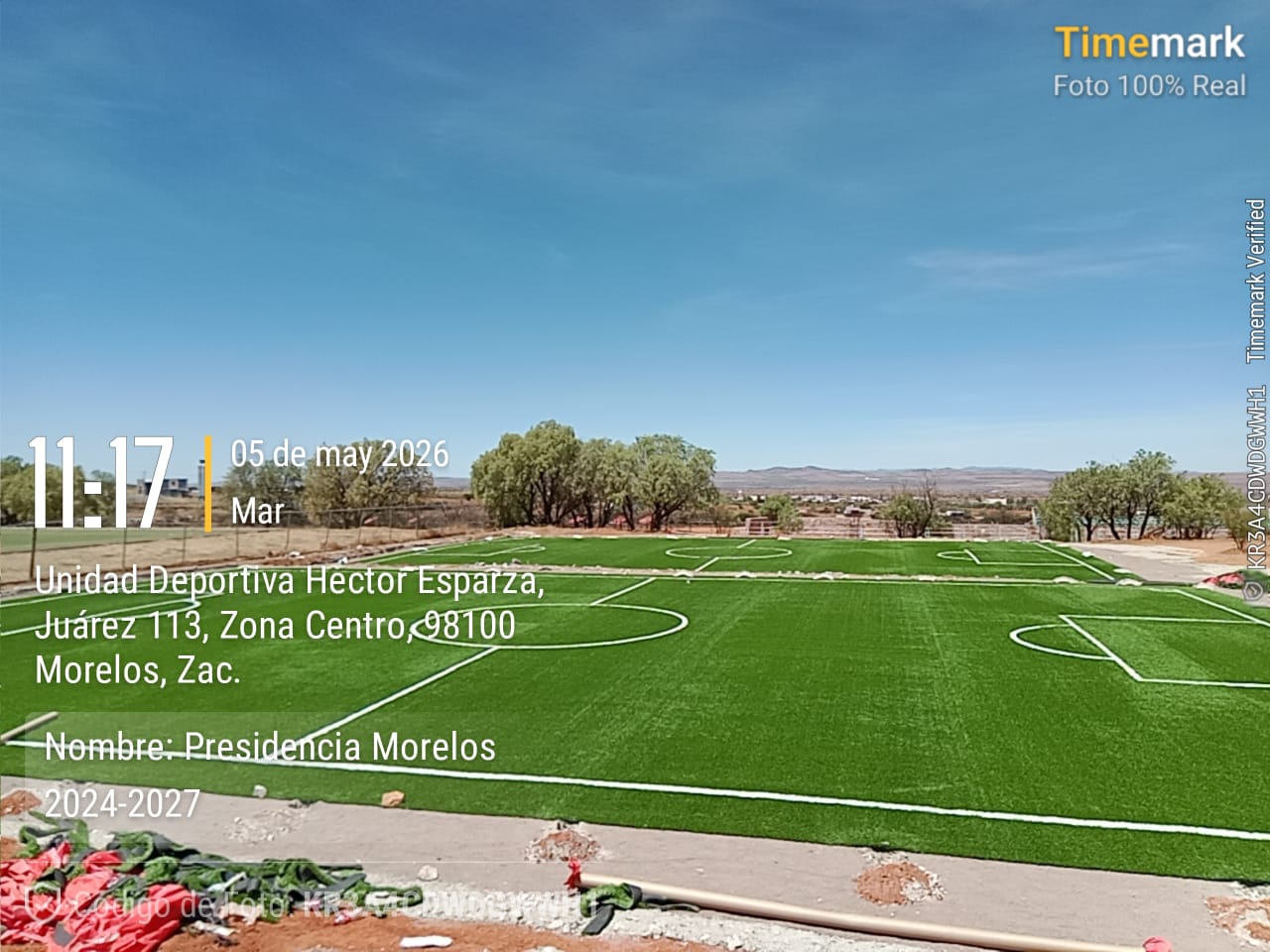 CONSTRUCCIÓN DE CANCHA FÚTBOL 5 EN UNIDAD DEPORTIVA HÉCTOR ESPARZA 1 EN MORELOS