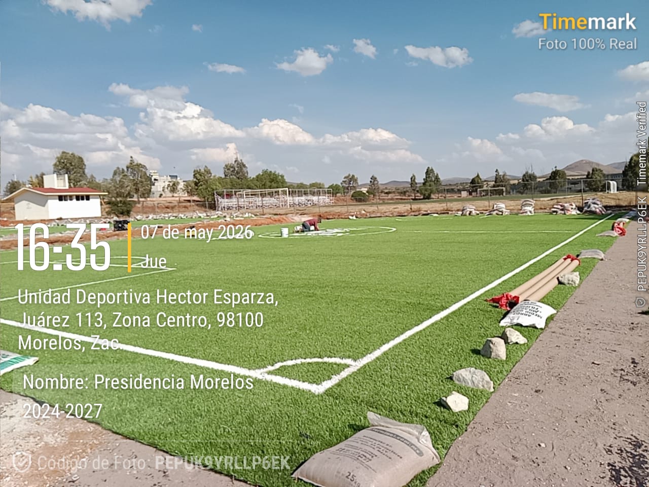 CONSTRUCCIÓN DE CANCHA FÚTBOL 5 EN UNIDAD DEPORTIVA HÉCTOR ESPARZA 2 EN MORELOS
