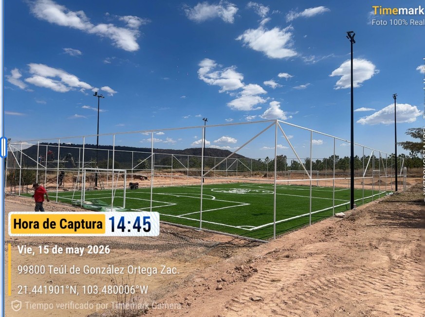 CONSTRUCCIÓN DE CANCHA FÚTBOL 5 EN PARQUE EL FAISÁN EN TEUL DE GONZÁLEZ ORTEGA