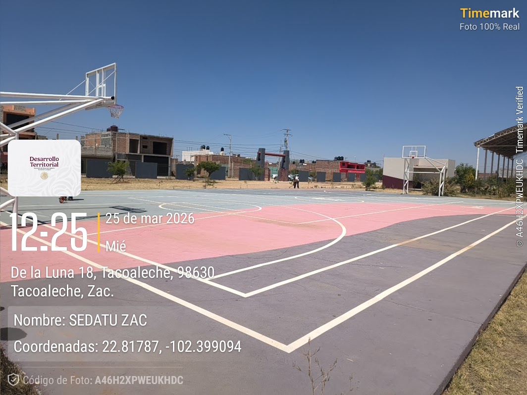 REHABILITACIÓN DE MULTICANCHA EN UNIDAD DEPORTIVA TACOALECHE EN GUADALUPE