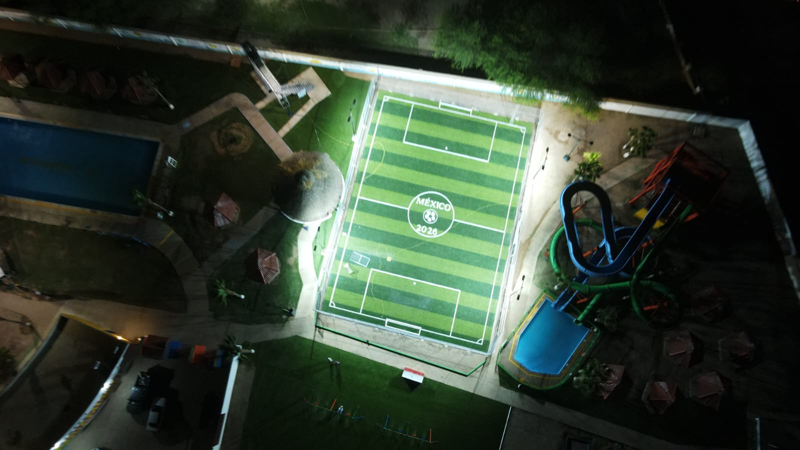 CONSTRUCCIÓN DE CANCHA FÚTBOL 5 EN PARQUE AQUAMUNDO EN AGUA PRIETA