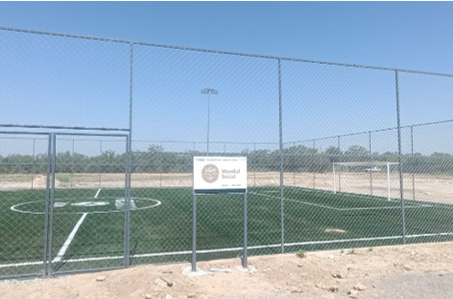 CONSTRUCCIÓN DE CANCHA FÚTBOL 5 EN UNIDAD DEPORTIVA EL SAFARI CANCHA 1 EN JUÁREZ.