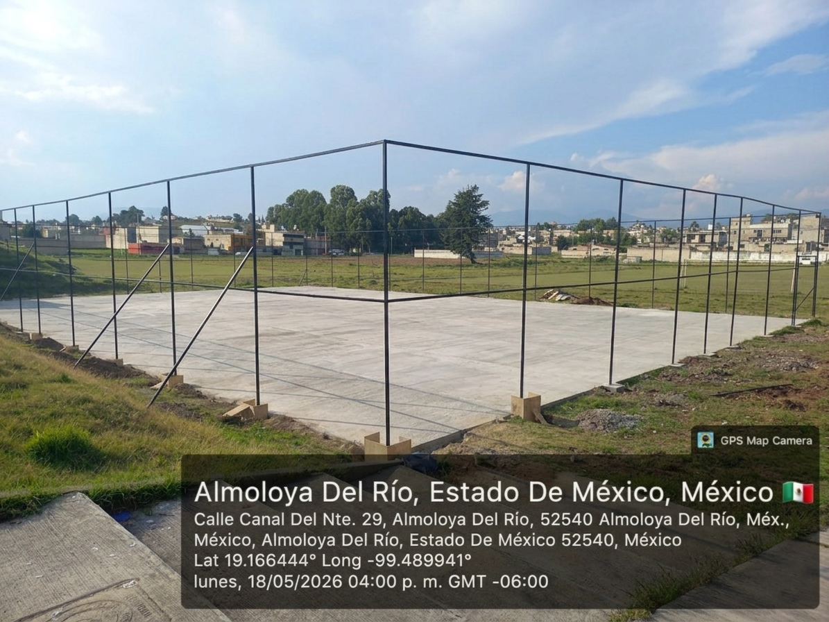 CONSTRUCCIÓN DE CANCHA FÚTBOL 5 EN LA CORREGIDORA EN ALMOLOYA DEL RÍO