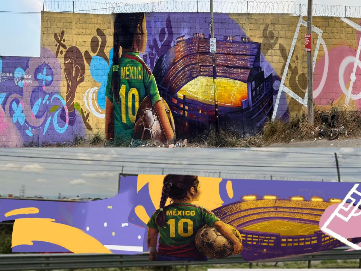 MURAL NIÑA Y ESTADIO
