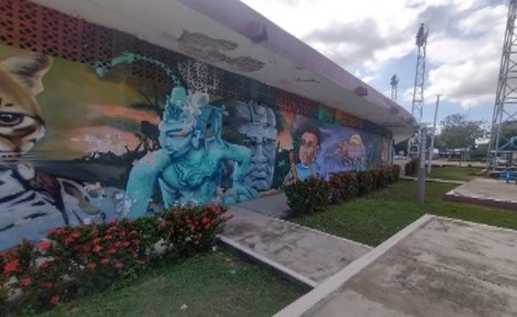 BARDA DE LA FACHADA DEL ESTADIO OLÍMPICO DE LA CIUDAD DEPORTIVA