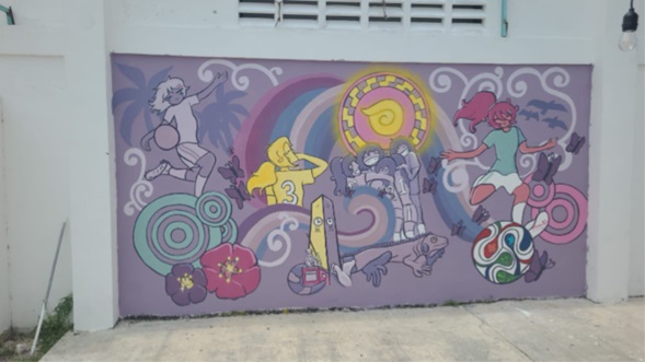 MURAL A UN COSTADO DE LA CANCHA DE FÚTBOL 7