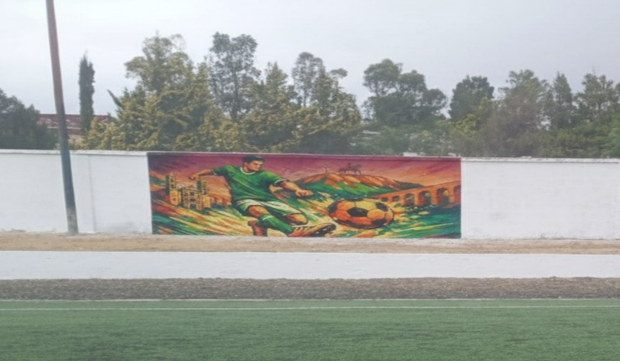 MURAL EN GRADAS DE CANCHA DE FÚTBOL UNIDAD DEPORTIVA OLVERA